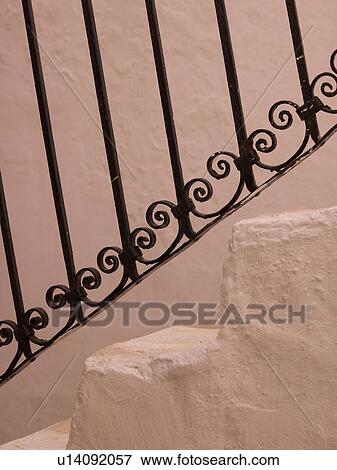 Decorative rail on staircase in Mykonos Greece View Large Photo Image Stock Photo - Decorative rail on staircase in Mykonos Greece. Fotosearch