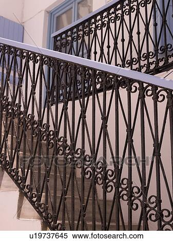 Decorative rail on staircase in Mykonos Greece View Large Photo Image Stock Photography - Decorative rail on staircase in Mykonos Greece. Fotosearch