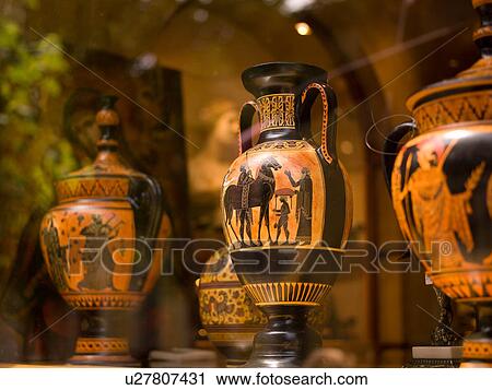Stock Image - Decorative Vases in Athens Greece. Fotosearch