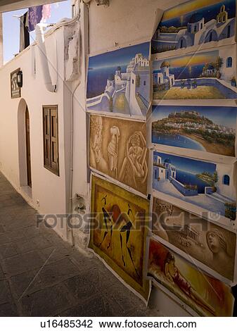 Stock Image - Display of artwork in Rhodes Greece. Fotosearch
