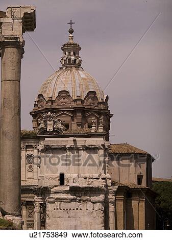 Stock Photo - Dome of San Luca e Santa Martina church in Rome Italy. Fotosearch