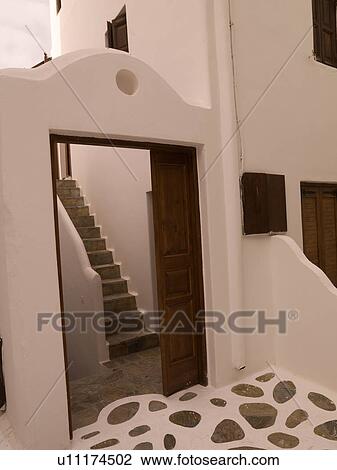 Stock Image - Entranceway to building in Mykonos Greece. Fotosearch
