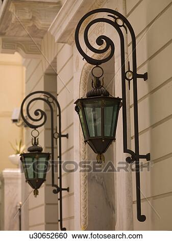 Stock Image - Exterior lanterns in Athens Greece. Fotosearch