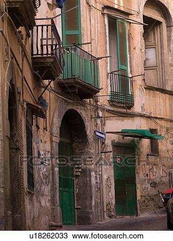 Stock Image - Exterior of a building in Naples. Fotosearch