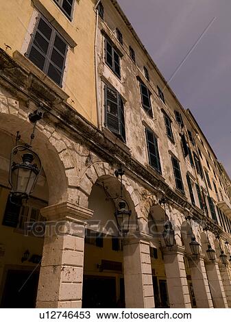 Stock Image - Exterior of building in Corfu. Fotosearch