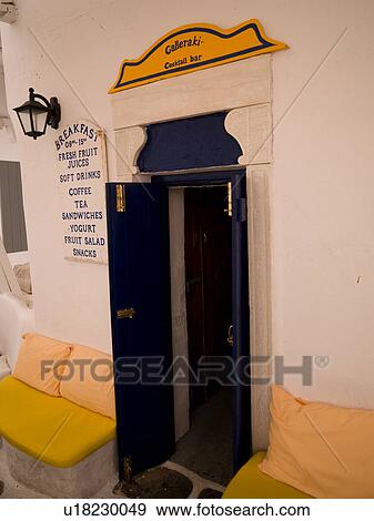 Stock Photo - Exterior of restaurant in Mykonos Greece. Fotosearch