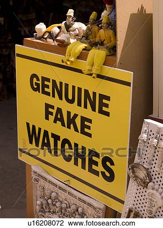 Stock Image - Fake watch sign in Kusadasi Turkey. Fotosearch