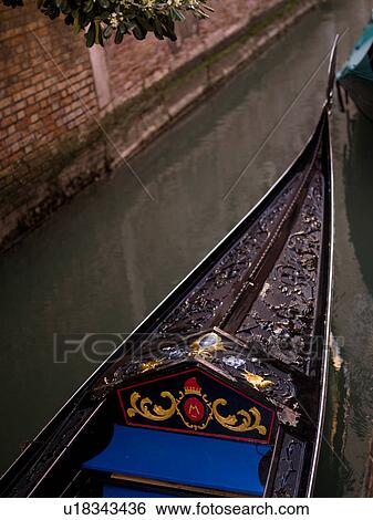 Front of gondola in Venice View Large Photo Image Stock Photograph - Front of gondola in Venice. Fotosearch