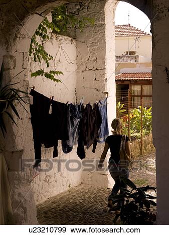 Laundry hanging in Rhodes Greece View Large Photo Image Stock Photo - Laundry hanging in Rhodes Greece. Fotosearch
