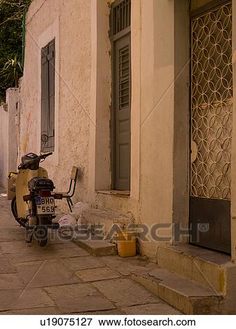 Stock Photo - Motorbike on the street in Athens Greece. Fotosearch