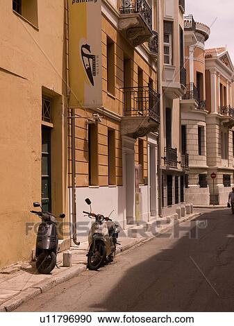 Stock Image - Motorbikes on the street in Athens Greece. Fotosearch