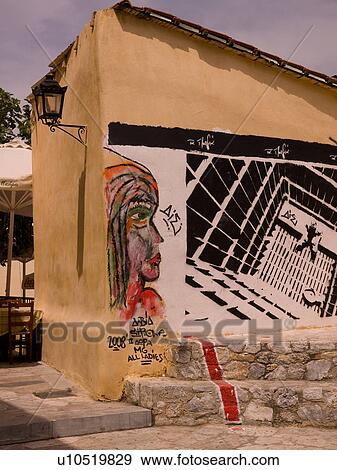 Mural in Athens Greece View Large Photo Image Stock Photo - Mural in Athens Greece. Fotosearch