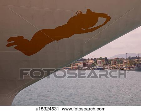Mural on front of cruise ship View Large Photo Image Stock Image - Mural on front of cruise ship. Fotosearch