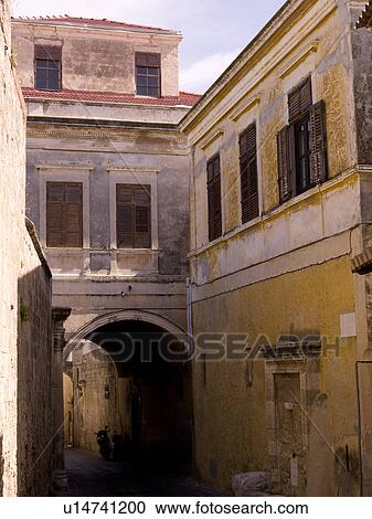 Narrow street in Rhodes Greece View Large Photo Image Stock Image - Narrow street in Rhodes Greece. Fotosearch