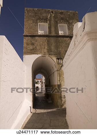 Narrow street in Rhodes Greece View Large Photo Image Stock Photo - Narrow street in Rhodes Greece. Fotosearch