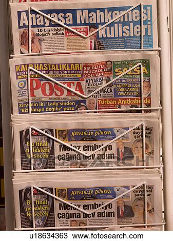 Stock Image - Newspaper rack in Kusadasi Turkey. Fotosearch
