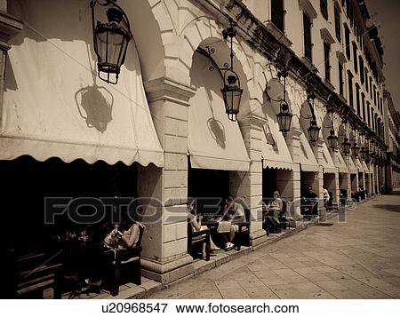 Outdoor café in Corfu View Large Photo Image Stock Photo - Outdoor café in Corfu. Fotosearch