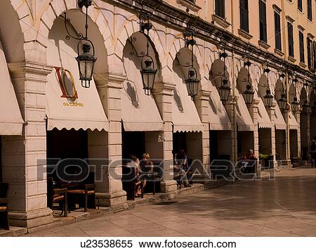Outdoor café in Corfu View Large Photo Image Stock Photography - Outdoor café in Corfu. Fotosearch