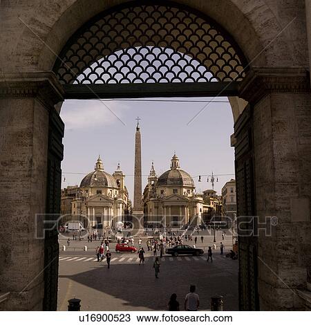 Piazza del Popolo in Rome Italy View Large Photo Image Stock Image - Piazza del Popolo in Rome Italy. Fotosearch