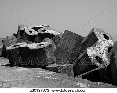 Stock Image - Pile of different stone formations in Katakolon. Fotosearch