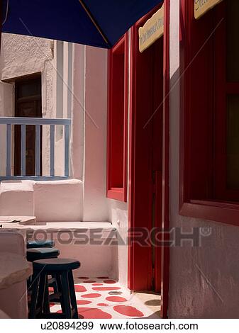 Red Entranceway in Mykonos Greece View Large Photo Image Stock Photo - Red Entranceway in Mykonos Greece. Fotosearch