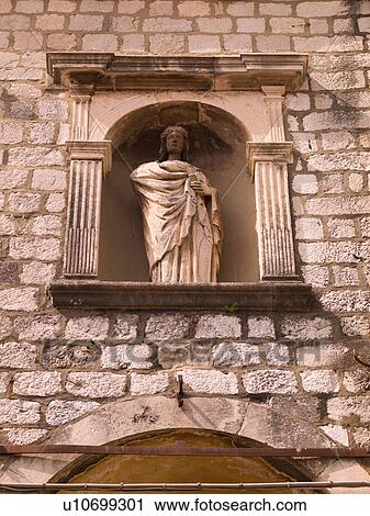 Stock Image - Religious statue in Dubrovnik. Fotosearch
