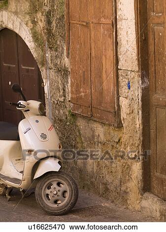Stock Image - Scooter in Rhodes Greece. Fotosearch