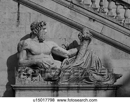 Stock Photo - Statue in Piazza Del Campidoglio. Fotosearch