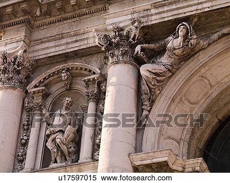 Stock Photography - Statues on exterior in Venice. Fotosearch