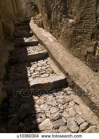 Picture - Stone pathway in Rhodes Greece. Fotosearch