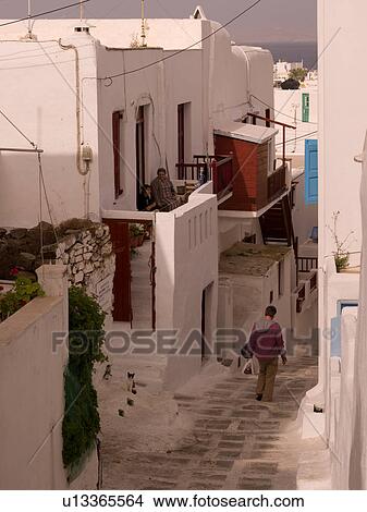 Street in Mykonos Greece View Large Photo Image Picture - Street in Mykonos Greece. Fotosearch