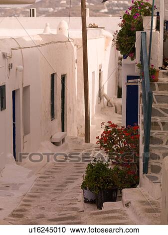 Street in Mykonos Greece View Large Photo Image Stock Image - Street in Mykonos Greece. Fotosearch