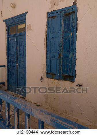 Weathered blue door in Mykonos Greece View Large Photo Image Picture - Weathered blue door in Mykonos Greece. Fotosearch