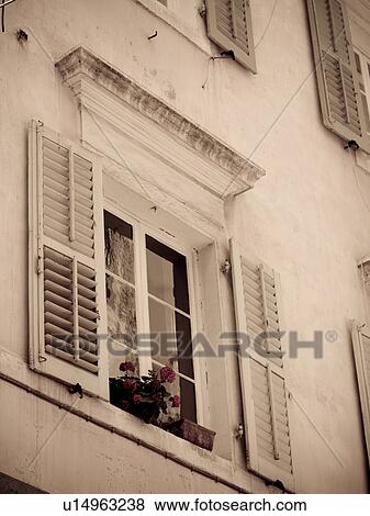 Stock Photo - Window box of flowers in Corfu. Fotosearch