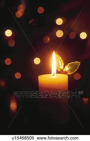 A Candle and Holly View Large Photo Image Stock Photography - A Candle and Holly. Fotosearch