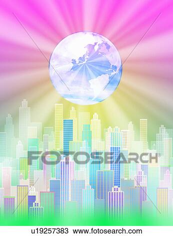 A City in Front of a Globe View Large Photo Image Stock Image - A City in Front of a Globe. Fotosearch