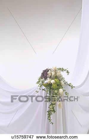 A formal arrangement of flowers on an elegantly-draped white cloth background View Large Photo Image Stock Photo - A formal arrangement of flowers on an elegantly-draped white cloth background. Fotosearch