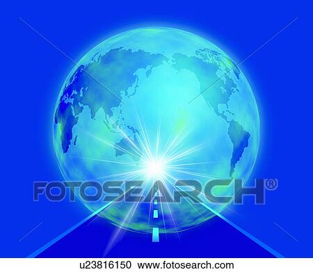 Stock Image - A Road Leading to a Globe. Fotosearch