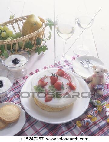 A strawberry sponge cake for dessert View Large Photo Image Stock Photo - A strawberry sponge cake for dessert. Fotosearch