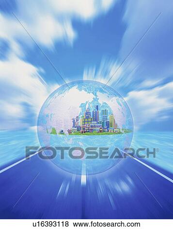 Stock Photo - Abstract global image showing speed of city life. Fotosearch