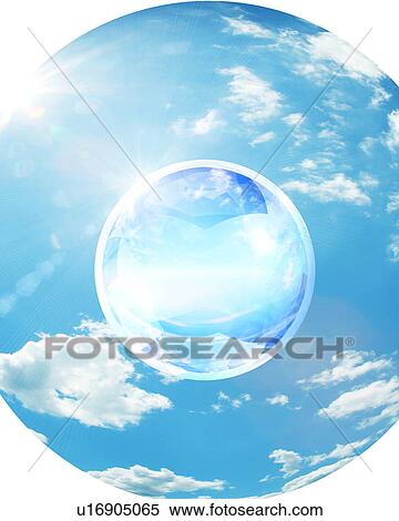 Abstract image of a reflective sphere floating among clouds View Large Photo Image Stock Photography - Abstract image of a reflective sphere floating among clouds. Fotosearch