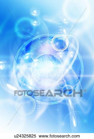 Stock Photography - Abstract image of reflective sphere and other orbiting objects. Fotosearch