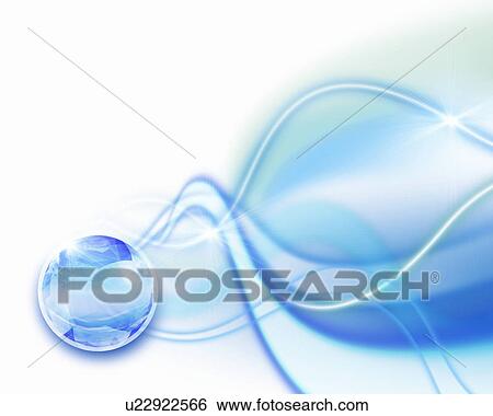 Stock Photograph - Abstract image of wave forms, star light and a reflective sphere. Fotosearch