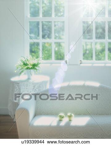 Apples on sofa in living room, computer graphic View Large Photo Image Picture - Apples on sofa in living room, computer graphic. Fotosearch