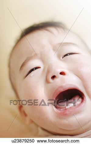 Baby crying with mouth open View Large Photo Image Stock Image - Baby crying with mouth open. Fotosearch