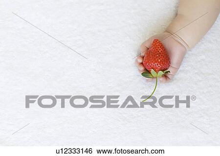 Baby holding strawberry View Large Photo Image Stock Photograph - Baby holding strawberry. Fotosearch