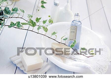 Bathroom toiletries View Large Photo Image Stock Photo - Bathroom toiletries. Fotosearch