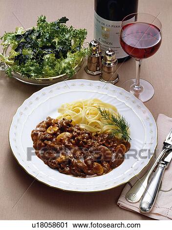 Stock Image - Beef Stroganoff with Pasta. Fotosearch