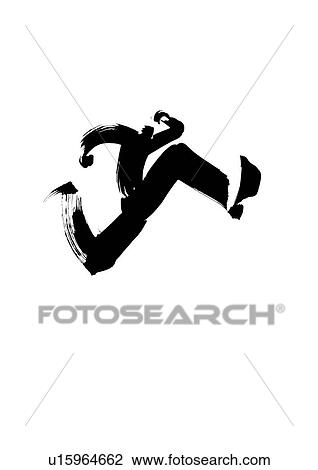 Black Ink Illustration, Man Jumping View Large Photo Image Stock Image - Black Ink Illustration, Man Jumping. Fotosearch