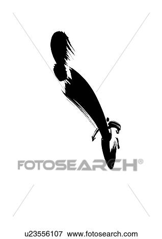 Stock Photo - Black Ink Illustration, Man Jumping. Fotosearch